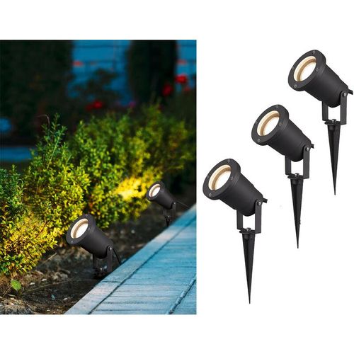 4260688150718 - Meinewunschleuchte - Schwenkbarer led Garten Baumstrahler 3er Set mit Erdspieß & 5m Anschlußkabel