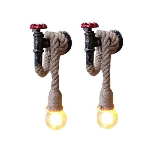 6407971260701 - Axhup - 2er Wandleuchter Innen Vintage Retro Industrie Eisen Rohr Wand Lampe E27 Verstellbar für Wohnzimmer Schlafzimmer (Rost)