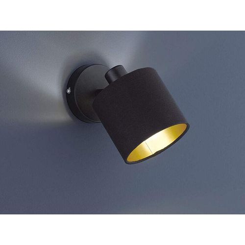 4260647052053 - Meinewunschleuchte - led Wandstrahler mit Stoffschirm Schwarz innen Gold Ø12cm