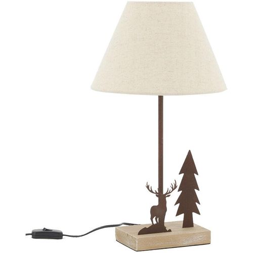 3238920816396 - Aubry Gaspard - Stehlampe aus Metall und Holz Décor cerf et sapin