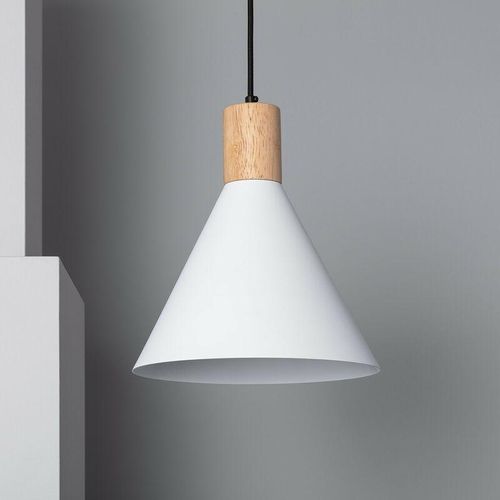 8445044034888 - Ledkia - Hängeleuchte aus Metall und Holz Arbat Weiß250 mm