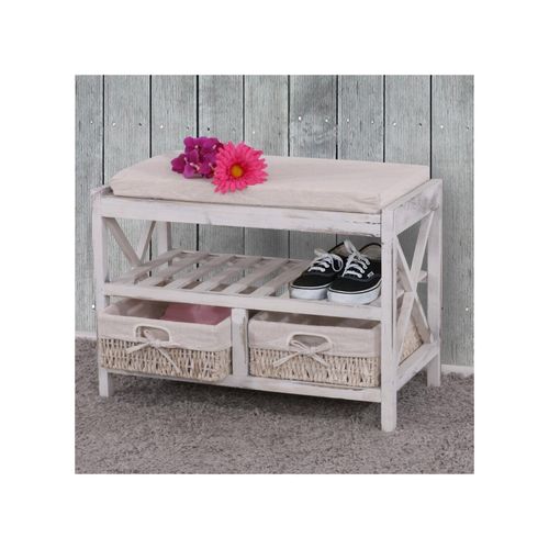 4052826152537 - Schuhregal MCW-C48 Sitzbank Schuhablage Shabby-Look Vintage 45x65x34cm ~ weiß 4052826152537 - Schuhregal MCW-C48 Sitzbank Schuhablage Shabby-Look Vintage 45x65x34cm ~ weiß
