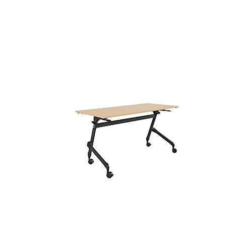 8697837515184 - Klappbarer Schreibtisch mit 4 feststellbaren Rollen Rechteck Rundrohr B 1400 x T 600 x H 720 mm Ahorn-Dekor schwarz 8697837515184 - Klappbarer Schreibtisch mit 4 feststellbaren Rollen Rechteck Rundrohr B 1400 x T 600 x H 720 mm Ahorn-Dekor schwarz