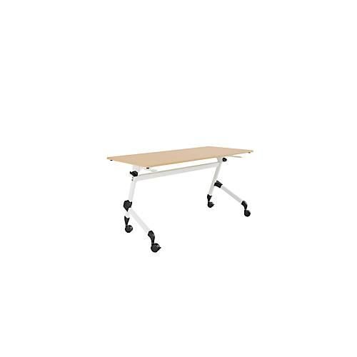 8697837515160 - Klappbarer Schreibtisch mit 4 feststellbaren Rollen Rechteck Rundrohr B 1400 x T 600 x H 720 mm Ahorn-Dekor weiß 8697837515160 - Klappbarer Schreibtisch mit 4 feststellbaren Rollen Rechteck Rundrohr B 1400 x T 600 x H 720 mm Ahorn-Dekor weiß