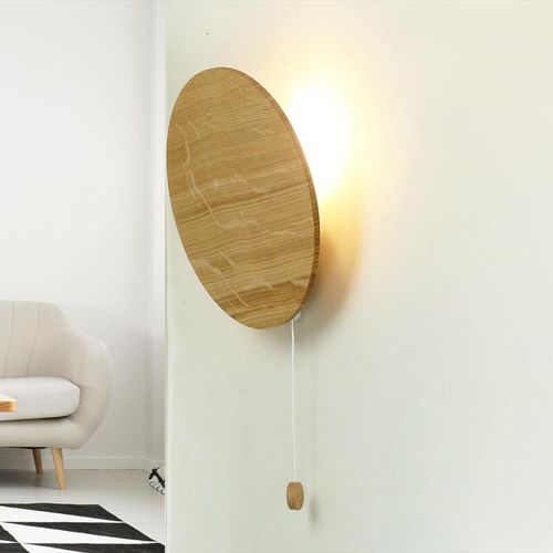 4251334798286 - Licht-erlebnisse - Natürliche Wandlampe Holz Eiche G9 Schlafzimmer Flur - Schwarz Holz (hell)