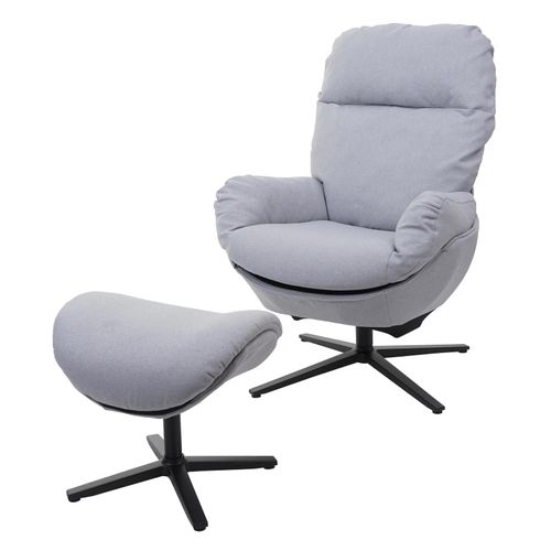 4057651316956 - Relaxsessel + Hocker MCW-L12 Fernsehsessel Sessel Schaukelstuhl Wippfunktion drehbar Metall Stoff Textil ~ hellgrau 4057651316956 - Relaxsessel + Hocker MCW-L12 Fernsehsessel Sessel Schaukelstuhl Wippfunktion drehbar Metall Stoff Textil ~ hellgrau