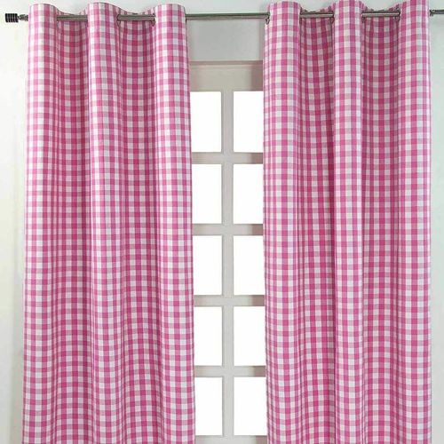 5055967415195 - Pink karierter Ösenvorhang im 2er Pack b 182 cm x l 137 cm - Pink Weiß - Homescapes