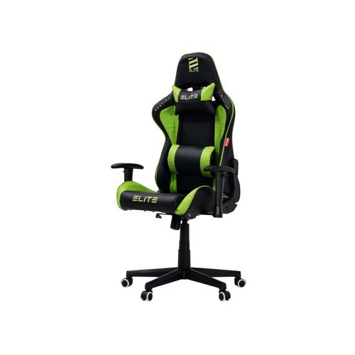 4056551044419 - ELITE Gaming-Stuhl DESTINY Rücken- und Nackenkissen Wippmechanik bis 170kg Sitzhöhe 45-55 MG200 (Schwarz Grün)