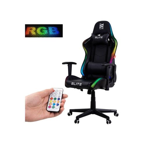 4056551219169 - ELITE Gaming-Stuhl DESTINY Rücken- und Nackenkissen Wippmechanik bis 170kg Sitzhöhe 45-55 MG200 (RGB - Schwarz) 4056551219169 - ELITE Gaming-Stuhl DESTINY Rücken- und Nackenkissen Wippmechanik bis 170kg Sitzhöhe 45-55 MG200 (RGB - Schwarz)