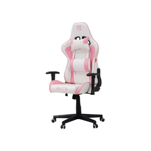 4056551219138 - ELITE Gaming-Stuhl DESTINY Rücken- und Nackenkissen Wippmechanik bis 170kg Sitzhöhe 45-55 MG200 (Weiß Pink) 4056551219138 - ELITE Gaming-Stuhl DESTINY Rücken- und Nackenkissen Wippmechanik bis 170kg Sitzhöhe 45-55 MG200 (Weiß Pink)