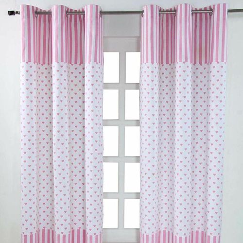 5055967415478 - Gardinen Herzen rosa weiß 2er Set 228 x 137 cm - Rosa Weiß - Homescapes