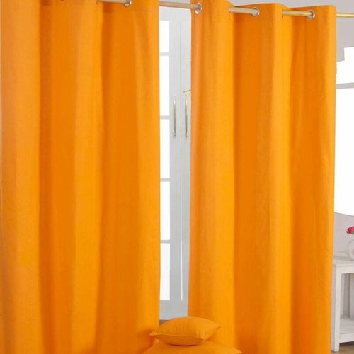 5055967417021 - Gardinen mit Ösen unifarben orange 2er Set 100% Baumwolle 137x117 cm - Orange - Homescapes