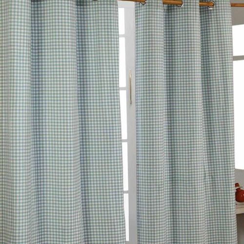 5055967413511 - Gardinen mit Ösen Gingham blaugrün im 2er Set  228 x 137 cm - Blaugrün - Homescapes