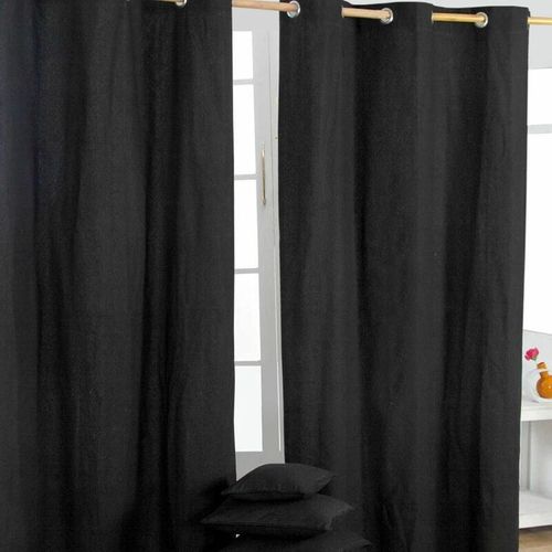 5055967416772 - Gardinen unifarben schwarz 2er Set 228 x 137 cm - Schwarz - Homescapes