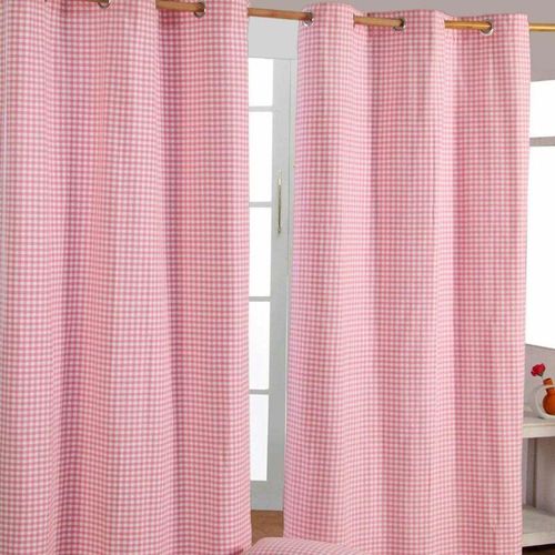 5055967415430 - Gardinen mit Ösen Gingham rosa im 2er Set  182 x 137 cm - Rosa - Homescapes