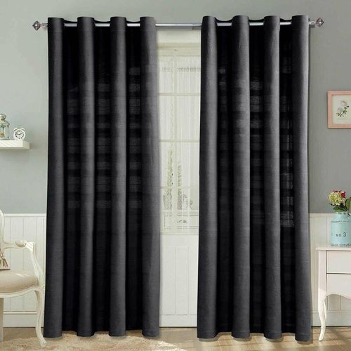 5055967416055 - Gardinen mit Ösen Rajput schwarz im 2er Set 182 x 167 cm - Schwarz - Homescapes