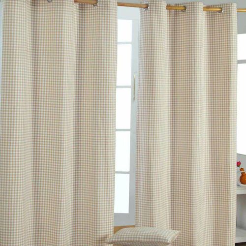 5055967413535 - Gardinen mit Ösen Gingham beige im 2er Set  228 x 137 cm - Beige - Homescapes