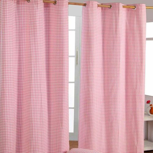 5055967413559 - Gardinen mit Ösen Gingham rosa im 2er Set  228 x 137 cm - Rosa - Homescapes