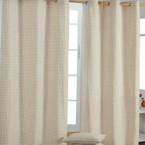 5055967413528 - Gardinen mit Ösen Gingham beige im 2er Set  137 x 117 cm - Beige - Homescapes