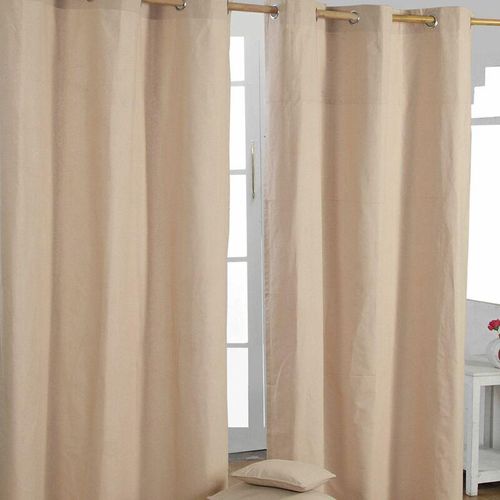 5055967416734 - Gardinen mit Ösen unifarben beige im 2er Set 182 x 137 cm - Beige - Homescapes