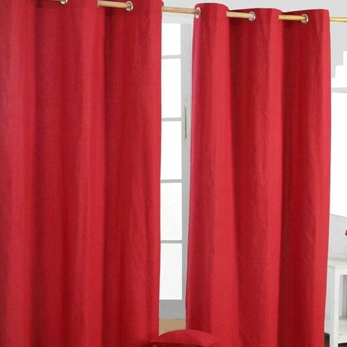 5055967417137 - Gardinen mit Ösen unifarben rot im 2er Set 228 x 137 cm - Rot - Homescapes