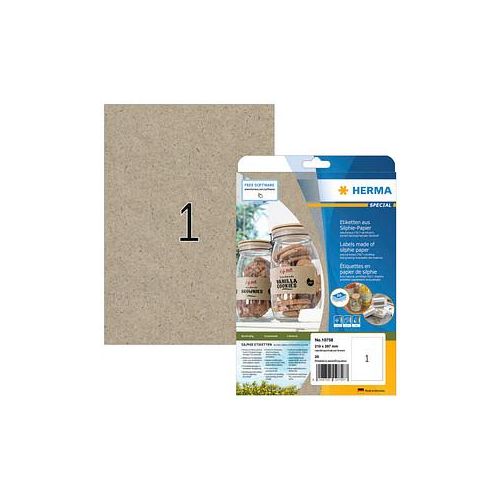 4008705107587 - Universaletiketten aus Silphie Papier 10758 naturbraun 20 Etiketten auf DIN A4 (210x297mm) 20 Etiketten 4008705107587 20 Stück