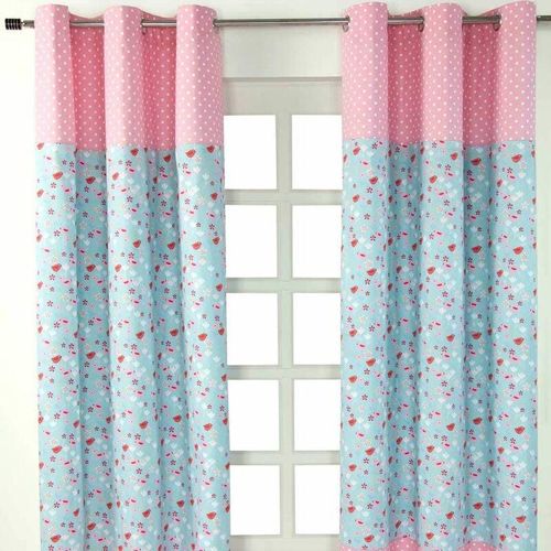 5055967415072 - Gardinen Vögel & Blumen rosa blau 2er Set 182 x 137 cm - Rosa Blau - Homescapes