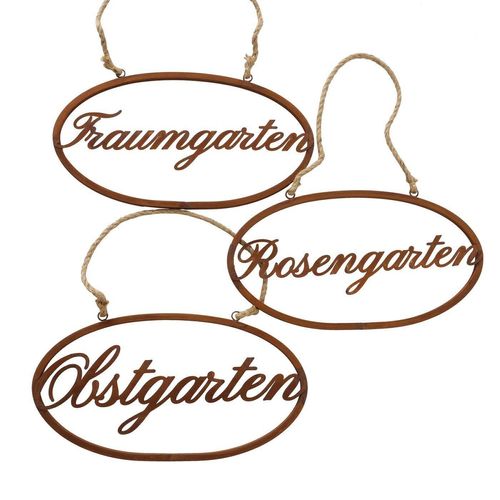 4020607850385 - 3er Set Schild Traumgarten L38 H45 cm rostbraun 4020607850385 - 3er Set Schild Traumgarten L38 H45 cm rostbraun