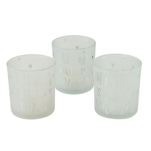 4020607857339 - Windlicht Marry 3er Set H8 Ø7 cm weiss 4020607857339 - Windlicht Marry 3er Set H8 Ø7 cm weiss