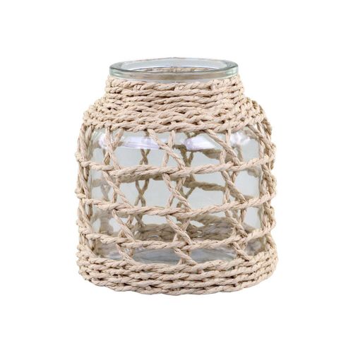 5712750336319 - Chic Antique Windlicht mit geflochtenem Schilf H17 x Ø15 cm klar 5712750336319 - Chic Antique Windlicht mit geflochtenem Schilf H17 x Ø15 cm klar