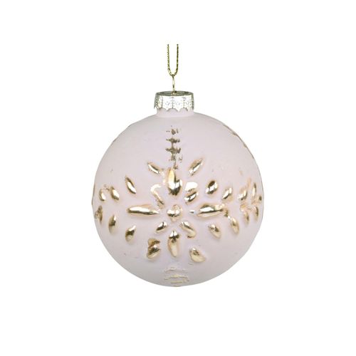 5712750280667 - Chic Antique Weihnachtskugel mit Goldmuster Fleur Ø 8 cm antique puder