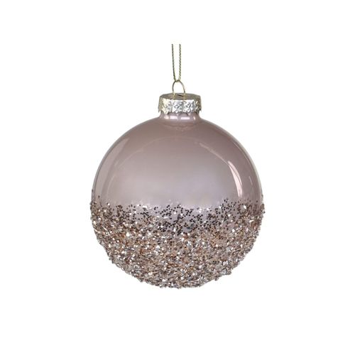 5712750280001 - Chic Antique Weihnachtskugel Bauble mit Glitzer Ø 8 cm antique latte voll