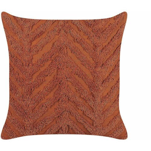 4255664800893 - Dekokissen Orange Baumwolle 45 x 45 cm Bezug mit Füllung Reißverschluss Geometrisches Muster Strukturiert Boho Wohnzimmer Schlafzimmer Deko - Orange