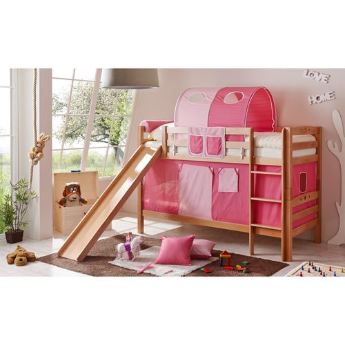 4251105902621 - TiCAA Etagenbett mit Rutsche Lupo Buche Natur