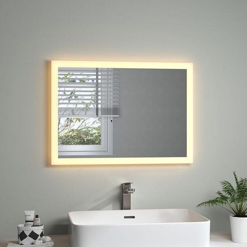 9314077311237 - Badspiegel mit Beleuchtung led Lichtspiegel Wandspiegel Energiesparend WandschalterWarmweiß 3000KEnergiesparend Wandmontage50x70 cm - Safielina