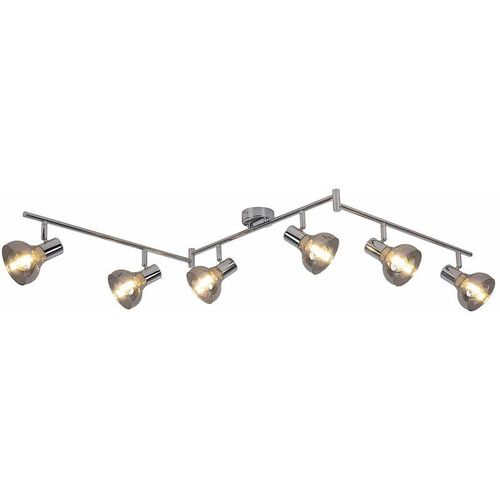 4251756354305 - Licht-erlebnisse - Deckenstrahler Schwarz Chrom Glas Metall Modern E14 Spot Deckenlampe Wohnzimmer - Chrom Getönt