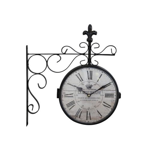 5712750337170 - Chic Antique Doppelte Wanduhr H41 x L36 x B8 cm schwarz 5712750337170 - Chic Antique Doppelte Wanduhr H41 x L36 x B8 cm schwarz