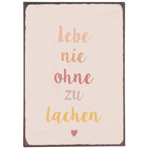 5709898346409 - Metallschild Lebe nie ohne zu lachen L20 x B14 cm rosa