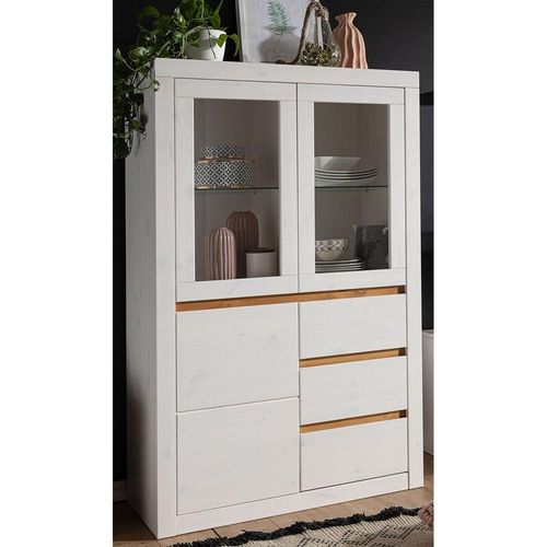 4066075102779 - Lomadox - Wohnzimmer Highboard Massivholz WILSON-69 in Kiefer massiv weiß b h t ca 945 150 42 cm - weiß