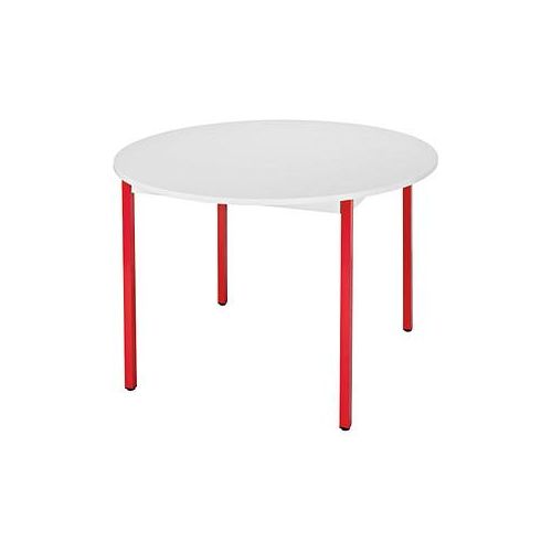 3700245510254 - Schreibtisch 80ROGR 74cm (H) 80x80cm (BxT) rund grau   rot 3700245510254 SODEMATUB