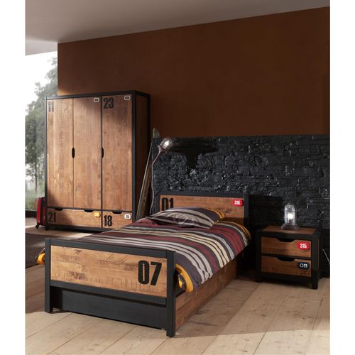 5420070211956 - Vipack Set Alex best aus Nachtkonsole Einzelbett 90x200 Bettschublade Kleiderschrank 3-trg Kiefer gebürstet 5420070211956 - Vipack Set Alex best aus Nachtkonsole Einzelbett 90x200 Bettschublade Kleiderschrank 3-trg Kiefer gebürstet