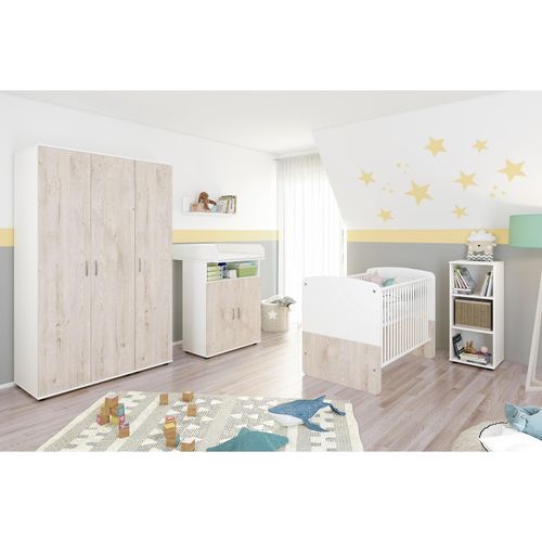 4260347792686 - nonjoo Babyzimmer Hanna Set 8 best aus Babybett Kommode Wickelaufsatz Wandboard Regal mit 3 Fächern und Kleiderschrank 3-trg 4260347792686 - nonjoo Babyzimmer Hanna Set 8 best aus Babybett Kommode Wickelaufsatz Wandboard Regal mit 3 Fächern und Kleiderschrank 3-trg