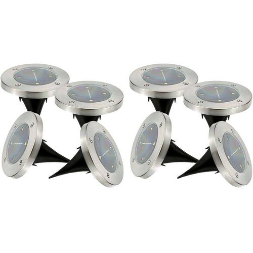 3760093543460 - lumisky 8er-Set LED-Solar-Bodenspots Decky in Silber - Ø 12 cm