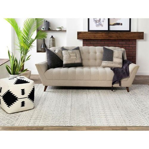 0888473873037 - Teppich Kurzflor Wohnzimmer Skandi Boho Design Grau und Weiß 120 x 170 cm - Surya 0888473873037 - Teppich Kurzflor Wohnzimmer Skandi Boho Design Grau und Weiß 120 x 170 cm - Surya