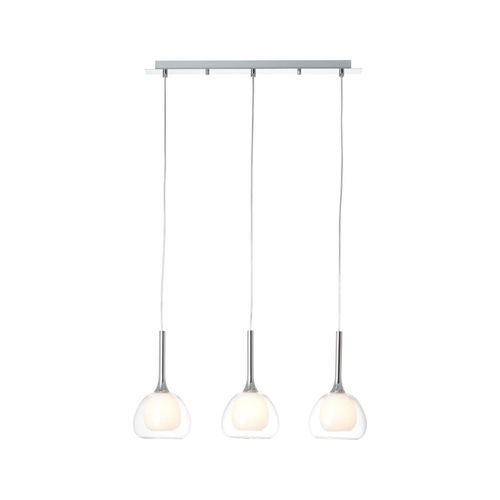 4004353360831 - BRILLIANT Lampe Hadan Pendelleuchte 3flg chrom weiß-transparent 3x D45 E14 40W geeignet für Tropfenlampen (nicht enthalten) In der Höhe einstellbar   Kabel kürzbar