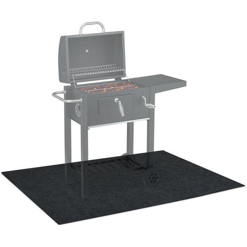 4052025374839 - Bodenschutzmatte Outdoor Grillschutzmatte rutschfeste Unterseite BBQ-Matte 120 x 100 cm anthrazit - Relaxdays