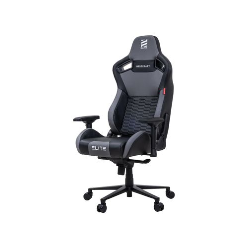 4056551138460 - ELITE Gaming-Stuhl MERCENARY groß ergonomisch mit Premium-Rücken- und Kopf-Nackenkissen 48-53cm (Schwarz Grau)