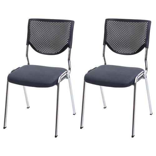 4057651306186 - 2er-Set Besucherstuhl H401 Konferenzstuhl stapelbar Stoff Textil ~ Sitz dunkelgrau Füße chrom 4057651306186 - 2er-Set Besucherstuhl H401 Konferenzstuhl stapelbar Stoff Textil ~ Sitz dunkelgrau Füße chrom
