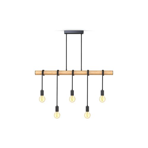 4057722005826 - Bklicht - Pendelleuchte Retro Holz 5-flammig E27 Hängelampe schwarz Vintage Esstisch - 10 4057722005826 - Bklicht - Pendelleuchte Retro Holz 5-flammig E27 Hängelampe schwarz Vintage Esstisch - 10