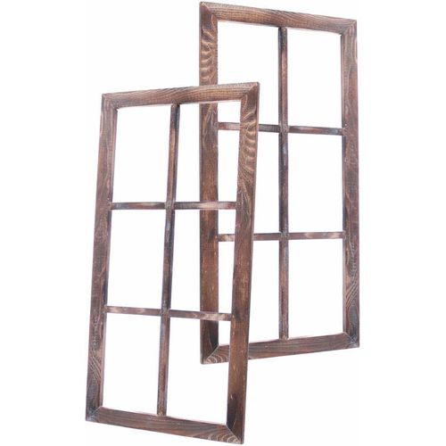 4260700653562 - Spetebo - Deko Fensterrahmen natur geflammt - 2er Set - Holz Wand Rahmen zum Dekorieren